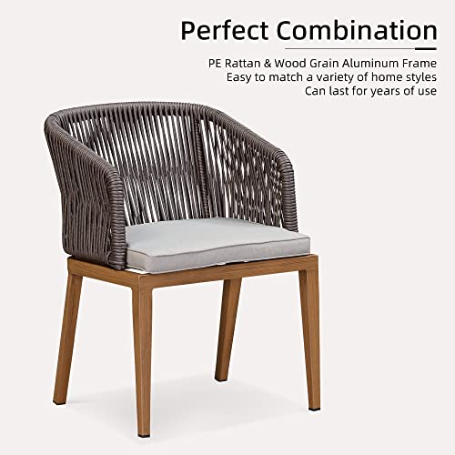 PURPLE LEAF 7 Pieces Patio Dining Set All-Weather Outdoor Metal Furniture Set with Cushions Wicker Patio Dining Table and Chairs