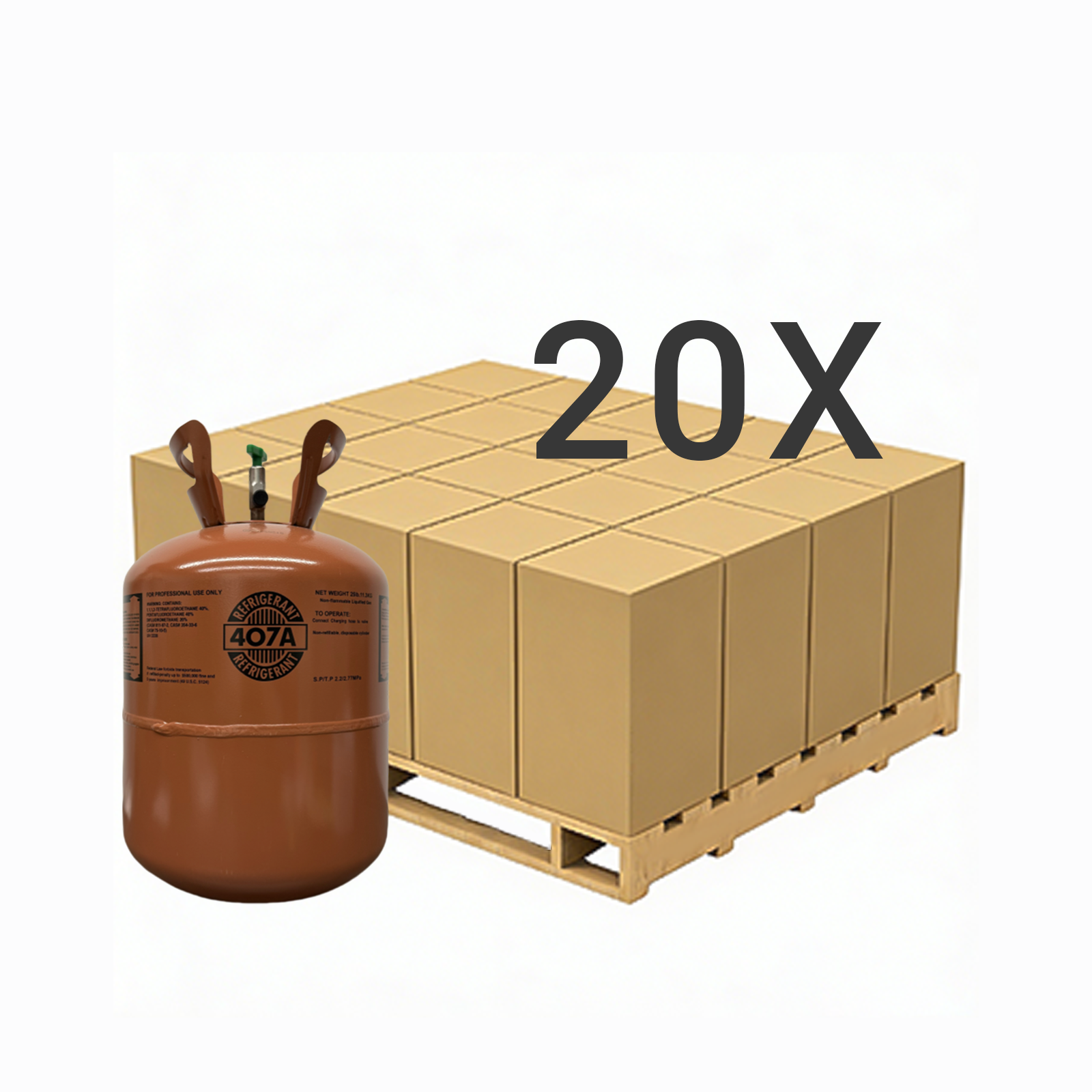 25LB R407A (R-407A) Refrigerant Gas | 20 Cylinders