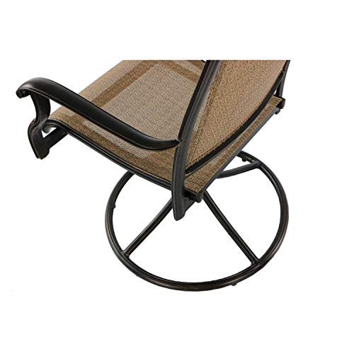 Hanover Fontana 7-Piece Outdoor Patio Dining Set with 38"x72" Cast-Top Rectangular Table and 6 Quick-Dry Sling Swivel Rocker Chairs, Modern Weather Resistant Furniture Set with Table and Chairs