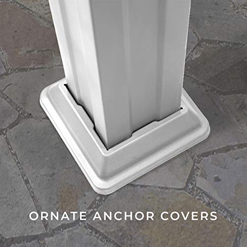 Backyard Discovery 16x12 ft Hawthorne White Galvanized Steel Pergola w/Soft Sail Shade, Spacious, Rust Resistant, UV Protection, Resist Winds Up to 100 MPH, Durable, Powerport USB & Electrical Outlet