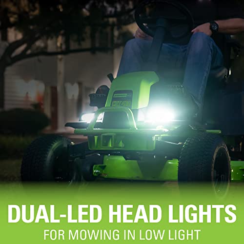 Greenworks PRO 80V 42” CROSSOVERT Riding Lawn Mower, (6) 4.0Ah Batteries and (3) Dual Port Turbo Chargers