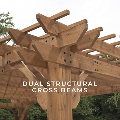 Backyard Discovery Beaumont 16 ft. x 12 ft. All Cedar Wooden Pergola Kit for Backyard, Deck, Garden, Patio, Outdoor Entertaining | Wind Rated at 100 MPH