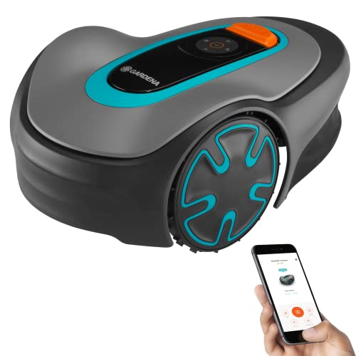 GARDENA 15202-20 SILENO Minimo - Automatic Robotic Lawn Mower, with Bluetooth app and Boundary Wire, one of The quietest in its Class, for lawns up to 5400 Sq Ft, Made in Europe, Grey