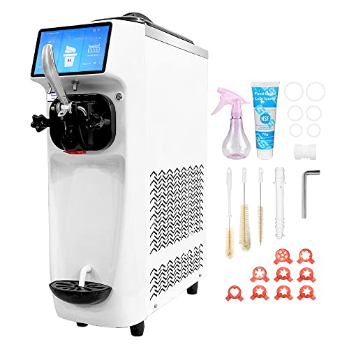 GSEICE Commercial Ice Cream Maker Mchine, 7 Inch LCD Touch Screen 4.2 to 4.7 Gal/H Soft Serve Machine with Pre-cooling frequency conversion, Soft Serve Ice Cream Maker With 1.6 Gal Tank,9 Magic Heads