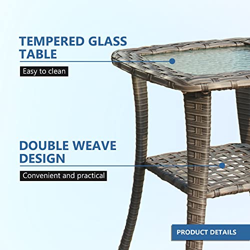 ovios Patio Furniture Set 10 PCS Outdoor Wicker Rocking Swivel Chairs Sectional Sofa Set with 4 Single Chairs High Back Rattan Sofa for Yard Garden Porch (Denim Blue)