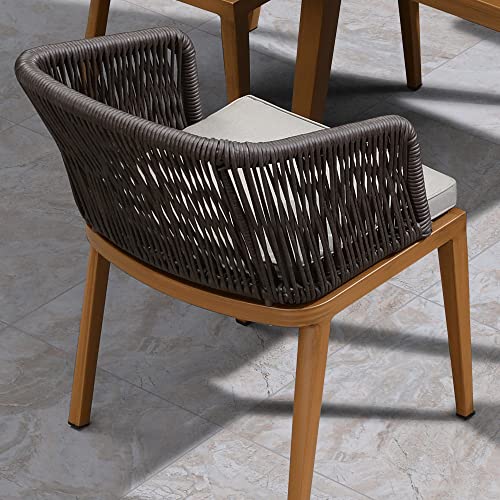 PURPLE LEAF 7 Pieces Patio Dining Set All-Weather Outdoor Metal Furniture Set with Cushions Wicker Patio Dining Table and Chairs