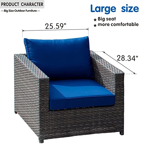 XIZZI Patio Furniture Sets Outdoor Sectional Sofa 12 Pieces No Assembly Required Big Size All Weather Wicker Aluminum Conversation Set with 4 Pillows and 2 Furniture Covers,Grey Wicker Navy Blue