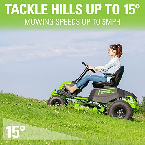 Greenworks PRO 80V 42” CROSSOVERT Riding Lawn Mower, (6) 4.0Ah Batteries and (3) Dual Port Turbo Chargers