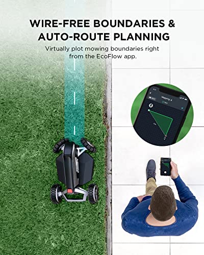 EF ECOFLOW Blade Robotic Lawn Mower, Wire-Free Boundaries, Auto-Route Planning with GPS, RTK Smart Obstacle Avoidance, Water-Resistant Anti-Theft Auto Lock Robot Mower for Yards up to 0.7 Acres