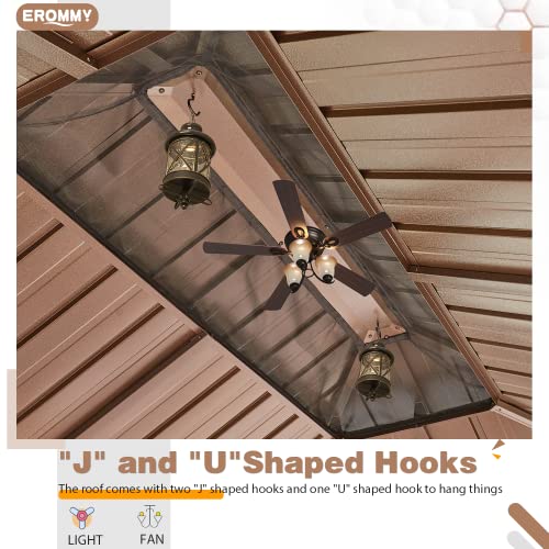 EROMMY 12' x 20' Gazebo Hardtop Double Roof Galvanized Steel Canopy with Netting and Curtains Outdoor Aluminum Frame Permanent Metal Pavilion for Patio Backyard Deck and Lawns