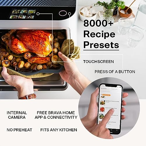 Brava Oven Chef's Choice Set: 10-in-1 Touchscreen Countertop Smart Oven, Air Fryer, 6-Slice Toaster, Slow Cooker, Reheater, Dehydrator, Rice Cooker, Healthy & User Friendly, Auto-Shut Off, 1800W