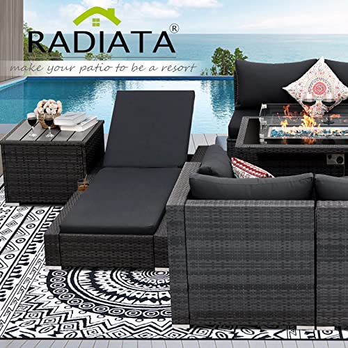 RADIATA 13 Pieces PE Wicker Patio Furniture Set Sectional High Back Large Size Sofa Sets with Propane Fire Pit Table 55000 BTU Balcony Rattan Lounge Conversation Sets for Outdoor