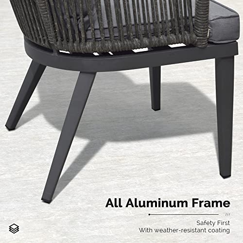 PURPLE LEAF 9 Pieces Patio Dining Sets All-Weather Wicker Outdoor Patio Furniture with Table All Aluminum Frame for Lawn Garden Backyard Deck Outdoor Dining Sets with Cushions and Pillows, Grey