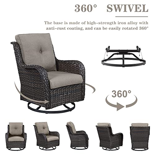 Belord Outdoor Furniture Wicker Conversation Sets - 7 Piece Patio Rattan Furniture Sets with Swivel Rocker Chairs Outdoor Sofa for Porch Deck Backyard Brown/Grey