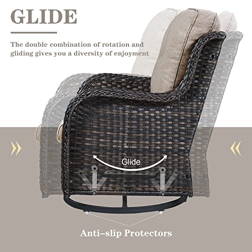 Belord Outdoor Furniture Wicker Conversation Sets - 7 Piece Patio Rattan Furniture Sets with Swivel Rocker Chairs Outdoor Sofa for Porch Deck Backyard Brown/Grey