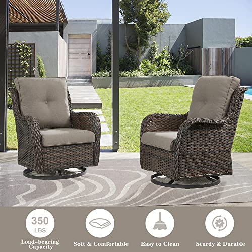 Belord Outdoor Furniture Wicker Conversation Sets - 7 Piece Patio Rattan Furniture Sets with Swivel Rocker Chairs Outdoor Sofa for Porch Deck Backyard Brown/Grey