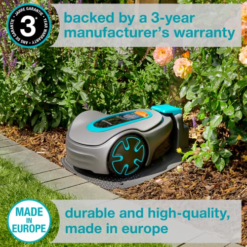 GARDENA 15202-20 SILENO Minimo - Automatic Robotic Lawn Mower, with Bluetooth app and Boundary Wire, one of The quietest in its Class, for lawns up to 5400 Sq Ft, Made in Europe, Grey