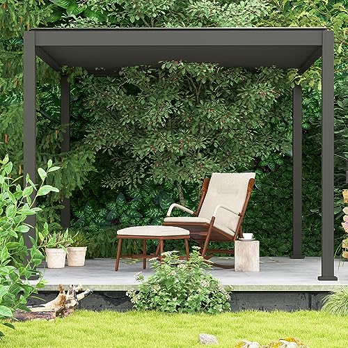 SORARA Mirador 111S Louvered Pergola 10' × 13' Aluminum Gazebo with Adjustable Roof for Outdoor Deck Garden Patio, Charcoal