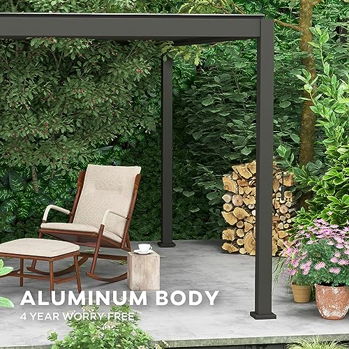 SORARA Mirador 111S Louvered Pergola 10' × 13' Aluminum Gazebo with Adjustable Roof for Outdoor Deck Garden Patio, Charcoal