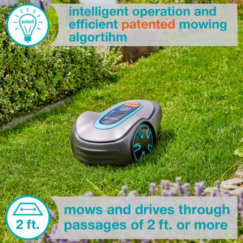 GARDENA 15202-20 SILENO Minimo - Automatic Robotic Lawn Mower, with Bluetooth app and Boundary Wire, one of The quietest in its Class, for lawns up to 5400 Sq Ft, Made in Europe, Grey