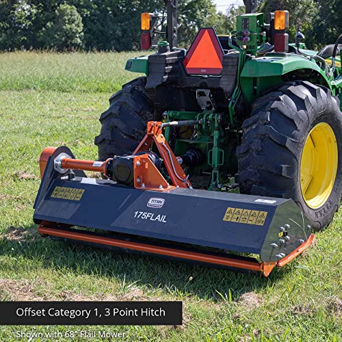 Titan Attachments 3 Point 72in Flail Mower, 40-60 HP Mowing Attachment for Category 1 Tractors and Loaders